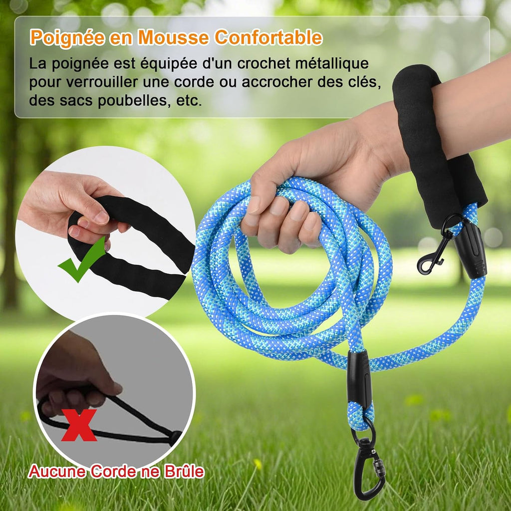 Laisse pour chien - Longe de dressage pour chien avec poignée rembourrée
